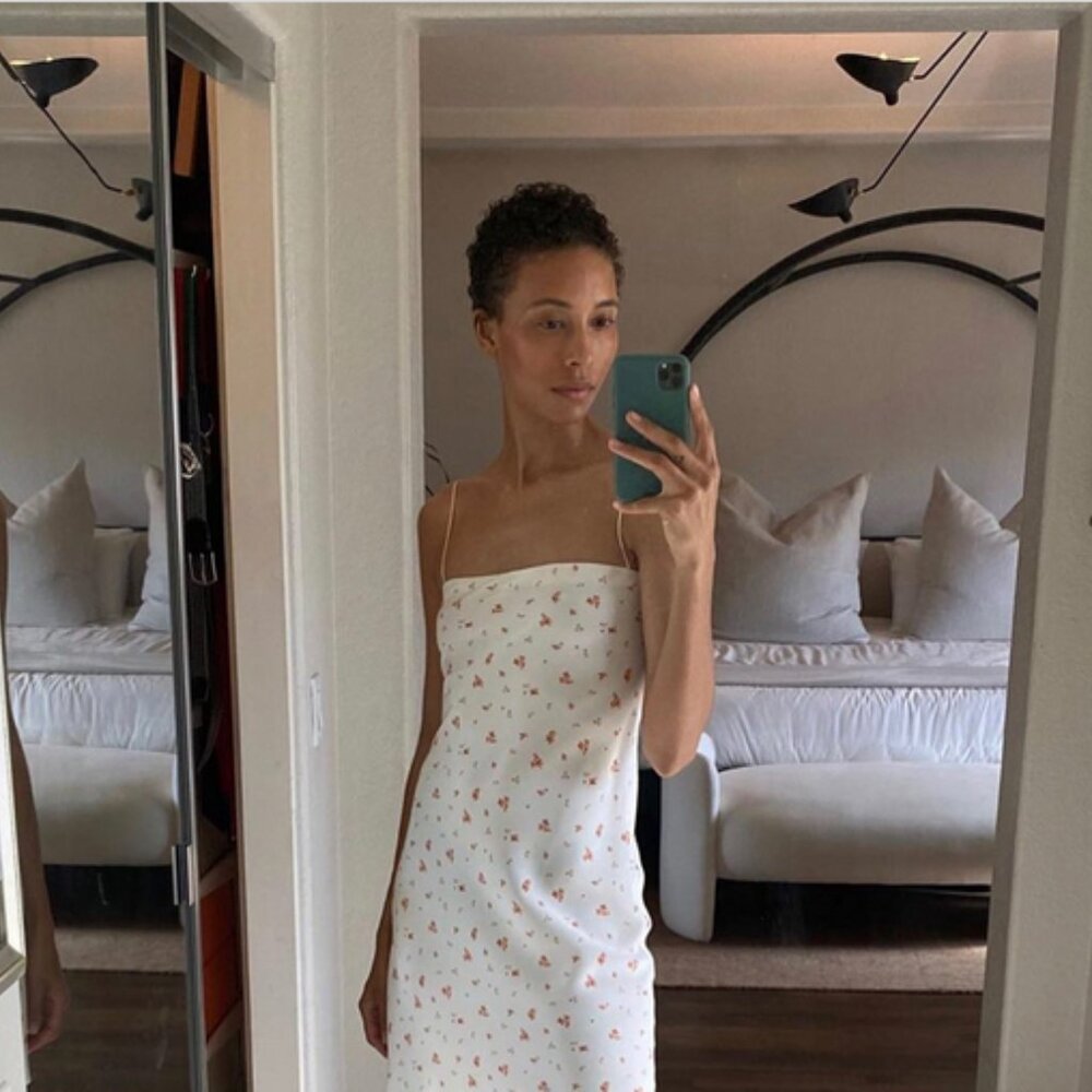 REFINE_MOOD THE CAROYLN BIAS CUT FLORAL MIDI DRESS SIZE 2